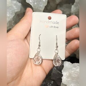 Clear Quartz Wire-Wrapped Earrings | 10mm Faceted | Hypoallergenic